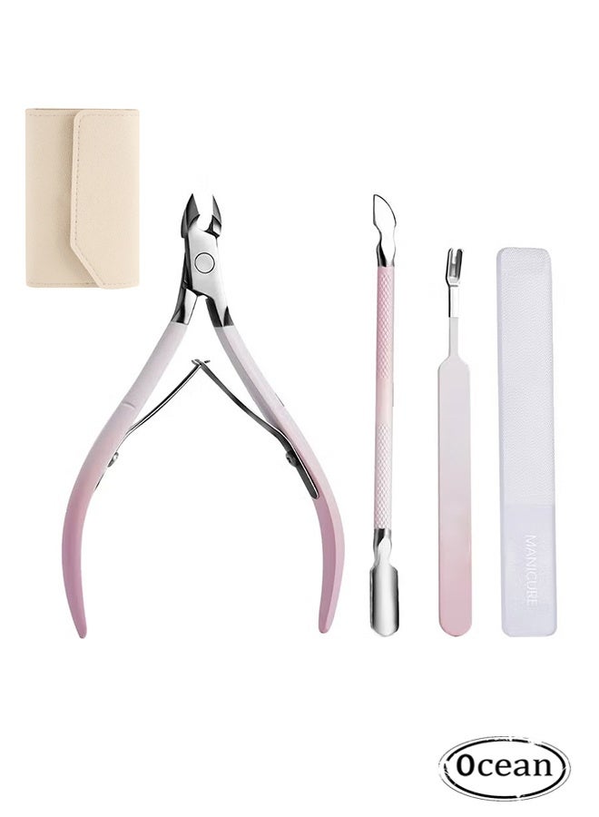 JS 4 Pcs Manicure & Pedicure Set - Stainless Steel Cuticle Nippers, Dead Skin Remover Pliers - Odorless Nail Care Tools - Image 1