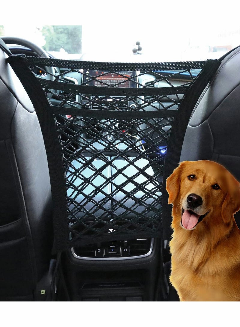 Excefore Car Mesh Organizer, 3-Layer Car Net Pocket Handbag Holder, Four-Side Elasticity Car Purse Net - Image 1