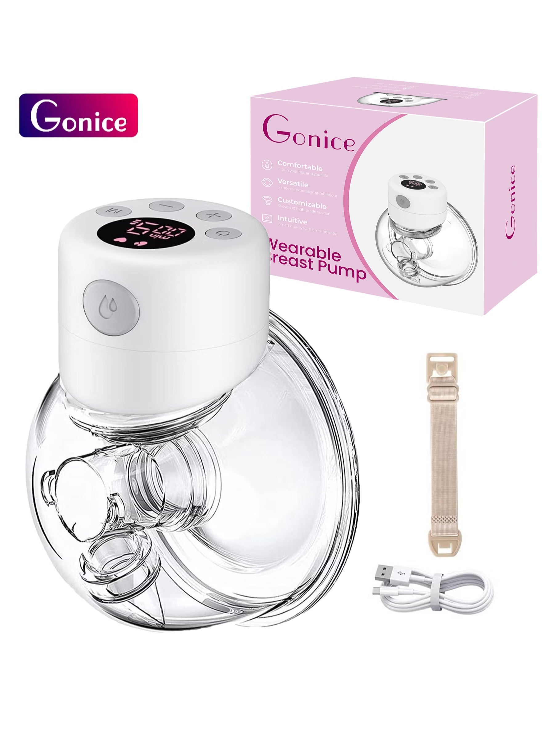 Gonice Hands Free Wearable Electric Breast Single Pump 