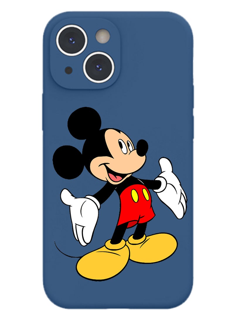 Theodor Protective Slim Fit Case Liquid Silicone Cover with Full Body Protection Anti-Scratch Shockproof Case For iPhone 14 Blue  - Mickey mouse2 - Image 1