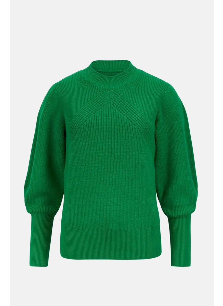 Tchibo Women Crew Neck Long Sleeve Plain Sweater, Green  - Image 3