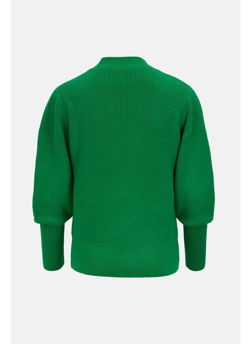 Tchibo Women Crew Neck Long Sleeve Plain Sweater, Green  - Image 2