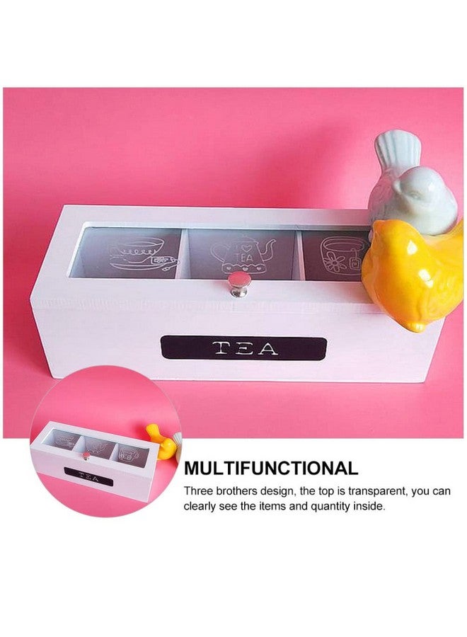 OSALADI Small Wooden Tea Bag Box 3 Compartments Wooden Tea Box Organizer Storage Chest Jewelry Box Organizer Mini Countertop Cabinet Tea Box for Tea Bags Organizer - Image 3
