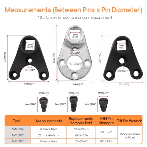Creative.C Outboard Trim Tilt Pin Wrench Tools Set MT0004 & MT0006 & MT0009 Spanner Wrench - Compatible with Yamaha, Suzuki, Johnson, Evinrude - Image 3
