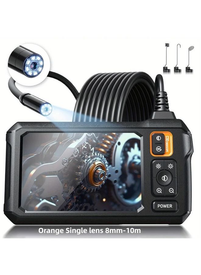 Orange Single Lens 8mm 4.3 Inch IPS LCD Industrial Endoscope IP67 Waterproof Camera For Auto Repair Plumbing - Image 1