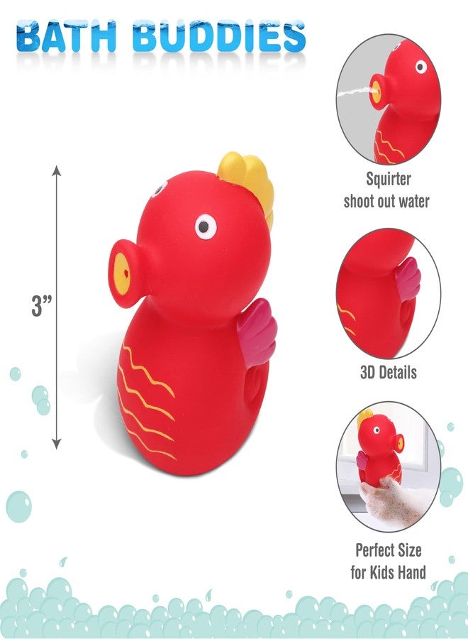 Puzzled DolliBu Seahorse Bath Buddy Squirter - Floating Red Seahorse Rubber Bath Toy, Fun Water Squirting Bathtime Play for Toddlers, Cute Sea Life Animal Toy for The Bathtub, Beach, & Pool for Girls & Boys - Image 2