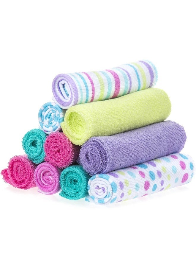Spasilk Washcloth Wipes Set for Newborn Boys and Girls, Soft Terry Washcloth Set, Pack of 10, Aqua Bubbles, (010-1201) - Image 1