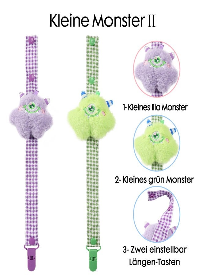 CutiePlusU Pacifier Clip Big Size Anyard Holder Clips 2 Pack Purple Green - Image 2