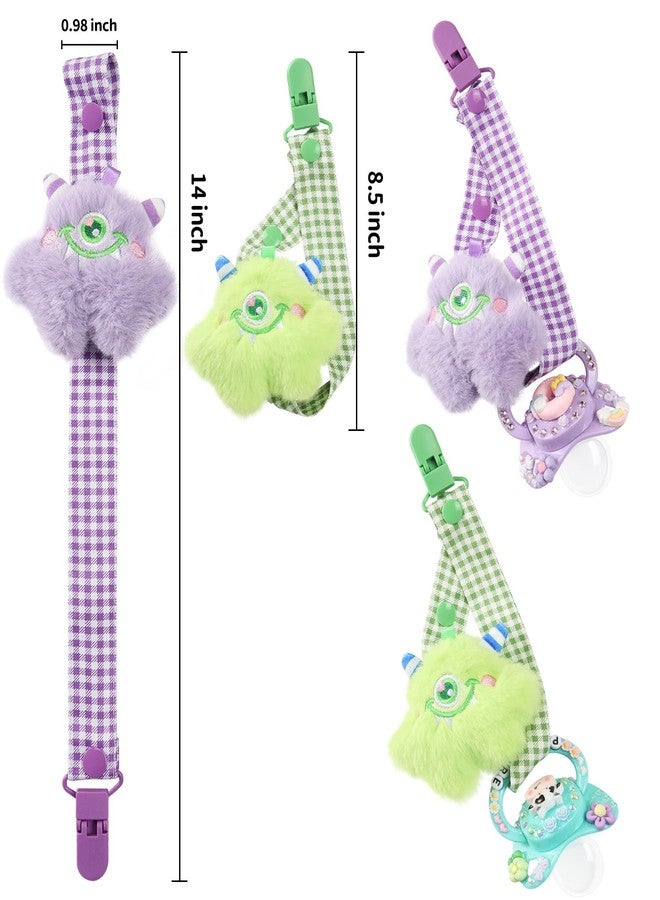 CutiePlusU Pacifier Clip Big Size Anyard Holder Clips 2 Pack Purple Green - Image 4