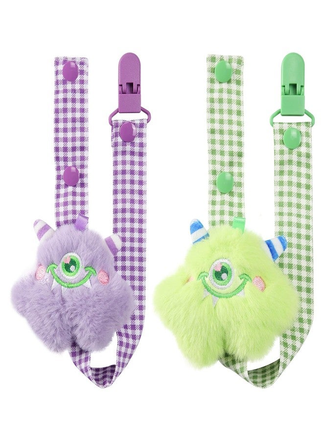CutiePlusU Pacifier Clip Big Size Anyard Holder Clips 2 Pack Purple Green - Image 1