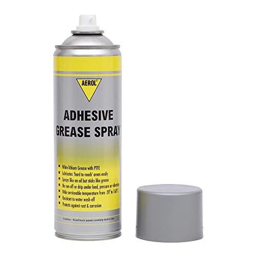 Aerol Adhesive Grease Spray, Grade 7000 (300g / 464ml) | White Lithium Grease fortified with PTFE | Lubricates under high temeperature, load & speed | Serviceable temperature -20 to 160°C - Image 2