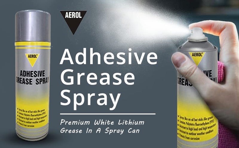 Aerol Adhesive Grease Spray, Grade 7000 (300g / 464ml) | White Lithium Grease fortified with PTFE | Lubricates under high temeperature, load & speed | Serviceable temperature -20 to 160°C - Image 4