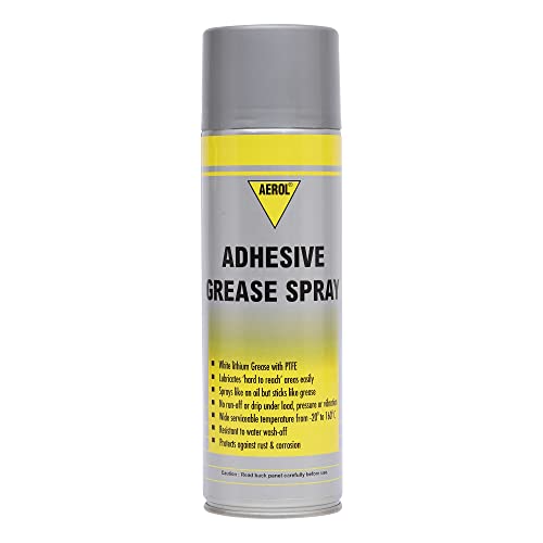 Aerol Adhesive Grease Spray, Grade 7000 (300g / 464ml) | White Lithium Grease fortified with PTFE | Lubricates under high temeperature, load & speed | Serviceable temperature -20 to 160°C - Image 1