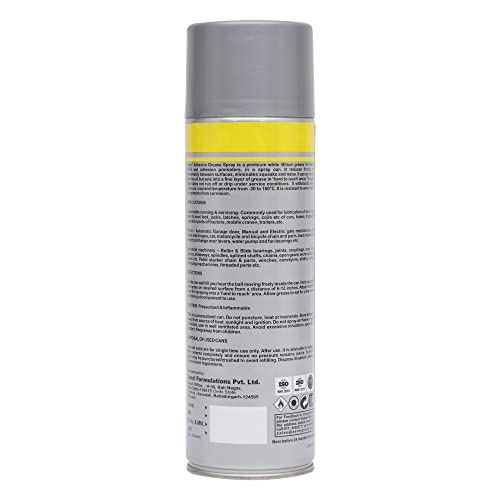 Aerol Adhesive Grease Spray, Grade 7000 (300g / 464ml) | White Lithium Grease fortified with PTFE | Lubricates under high temeperature, load & speed | Serviceable temperature -20 to 160°C - Image 3