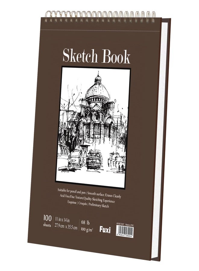 فوكسي دفتر رسم مقاس 11 × 14 بوصة، 100 ورقة، دفتر رسم حلزوني علوي، ورق رسم 68 رطل / 100 جرام للمتر المربع، دفاتر رسم للبالغين، دفتر رسم كبير. - Image 1