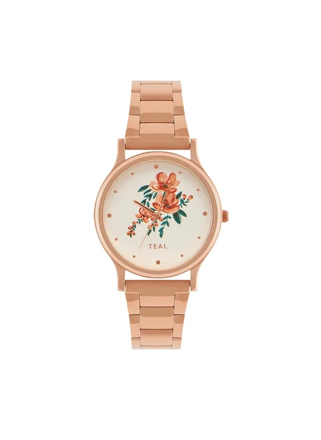 Chumbak Jungle Flowers Watch, Metal link Strap