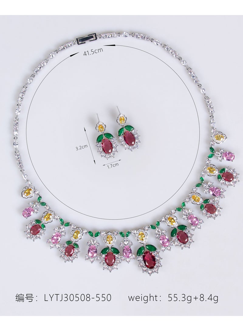 Mark Fairwhale Floral Zircon Necklace Earring Set  - Image 2