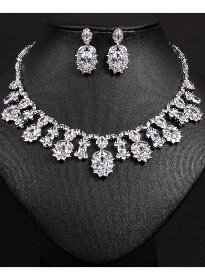 Mark Fairwhale Floral Zircon Necklace Earring Set  - Image 1