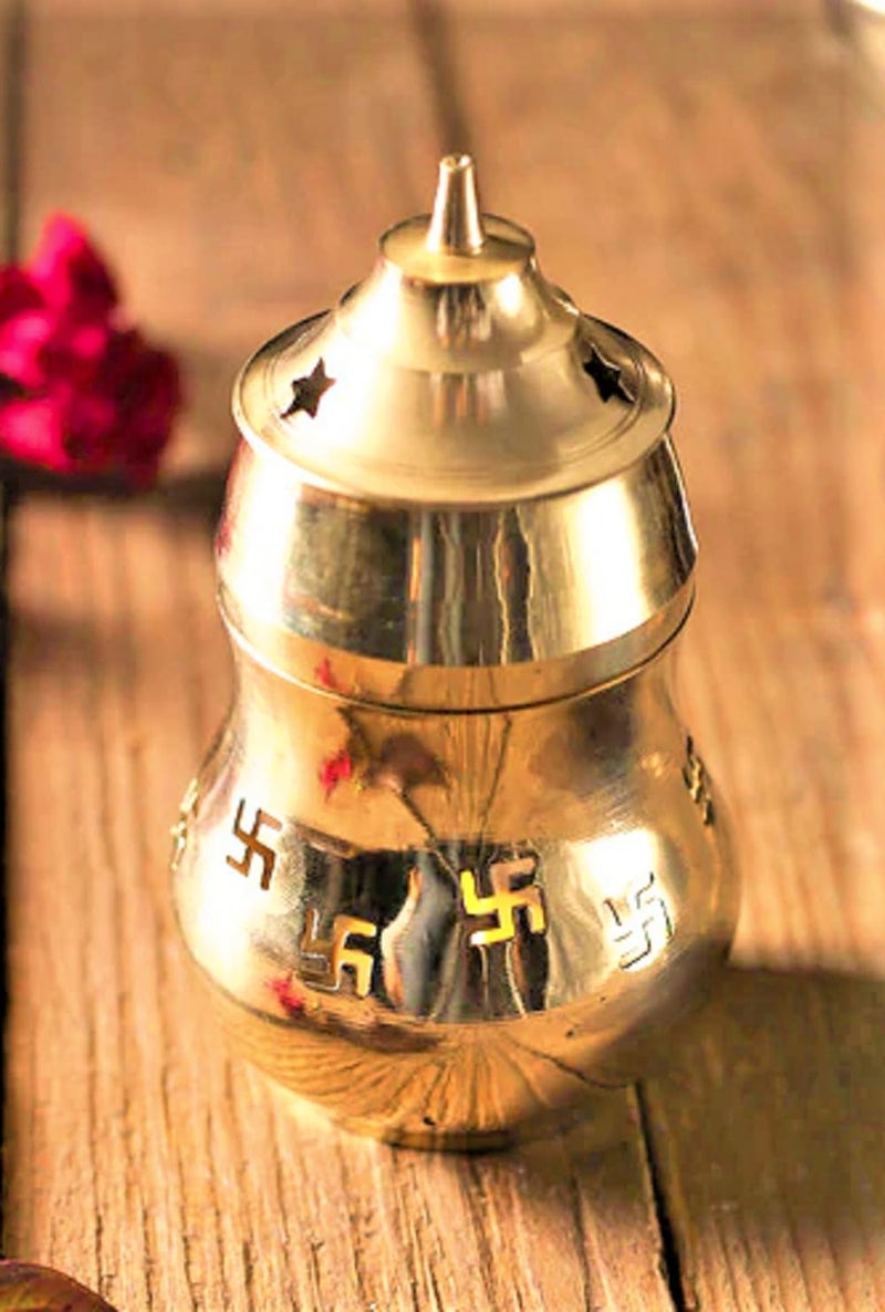 SOLINO Brass Aroma Incense Burner Lamp Essential Oil Diffuser Incense Kapoor Camphor Essential Fragrance Oil Burner