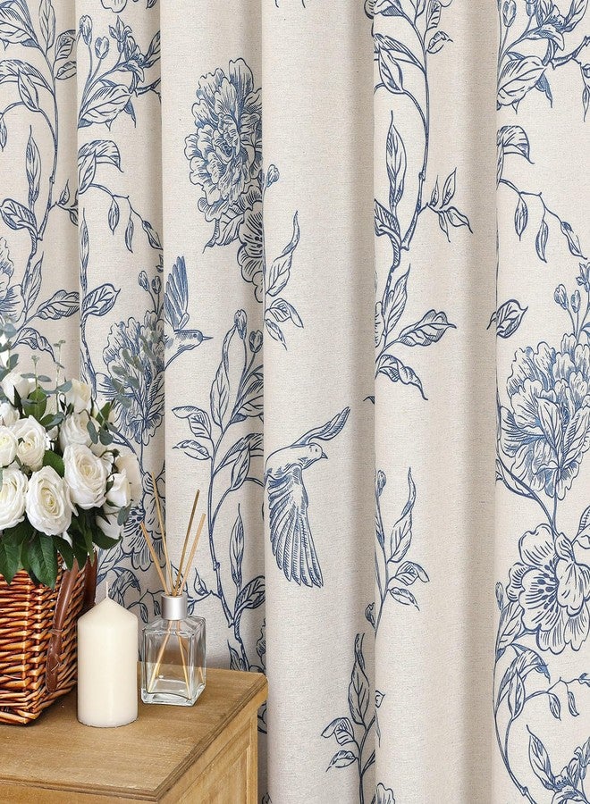 MitoVilla Blue Farmhouse Shower Curtain Set, Cotton Floral Hummingbird Cottagecore Spring Shower Curtains for Bathroom, Modern Country Bathroom Décor, 72" W x 72" L - Image 4