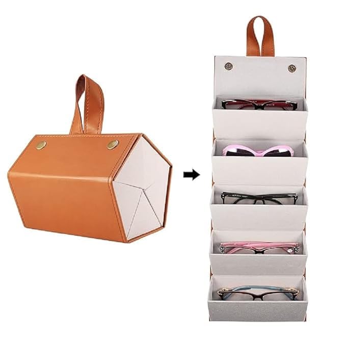 HEMIZA Sunglasses Organizer with Slots Travel Glasses Case Storage Portable Sunglasses Organizer Box Sunglass Box Goggles Organiser Box Sunglasses Case for Men Women - Image 1