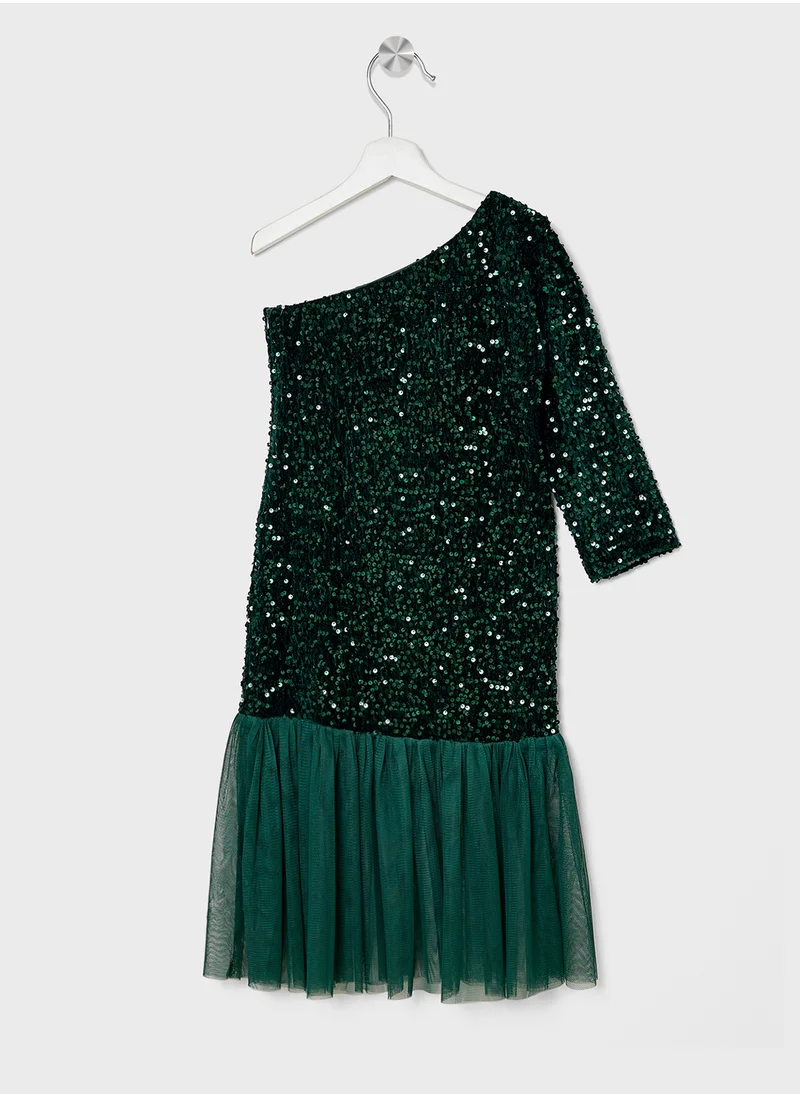 ليتل جولدن ابل Little One Shoulder Sequin Dress