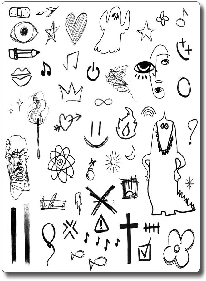CHARLENT Small Doodles Temporary Tattoos For Adults - 9 Sheets Cute Tiny Fake Tattoos for Face Hand Finger/Realistic/Long Lasting - Image 1