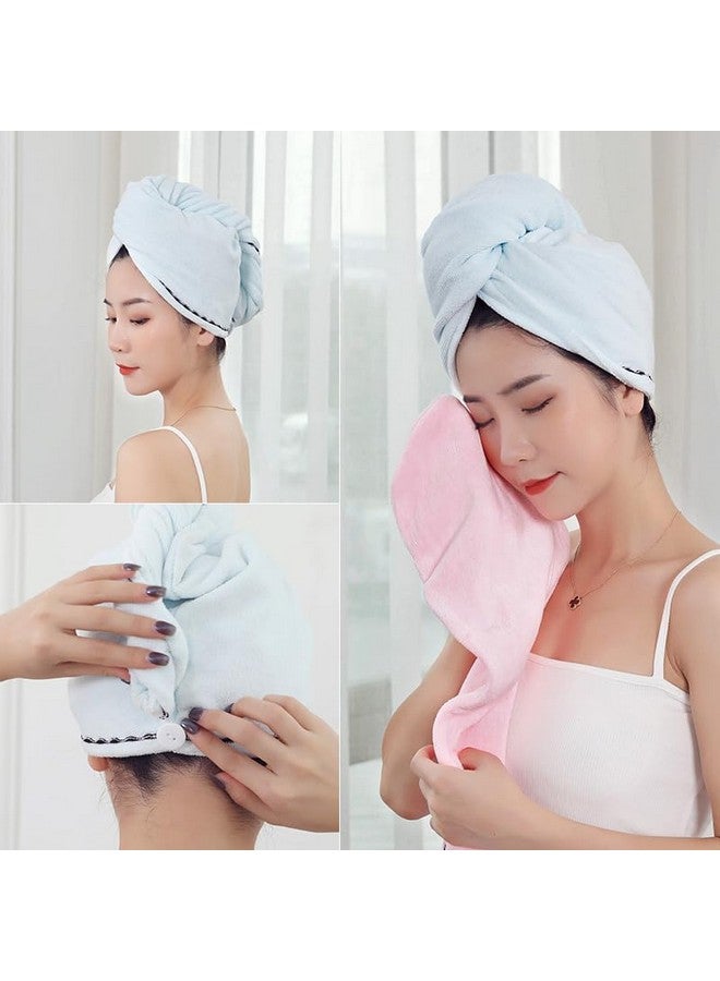 EARTHCONE EARTHCONE Microfiber Hair Towel Wrap for Women, 2 Pack Super Absorbent Quick Dry Hair Turban, 1 Button Design for Women Wet Hair, Curly, Longer, Thicker Hair - Image 1