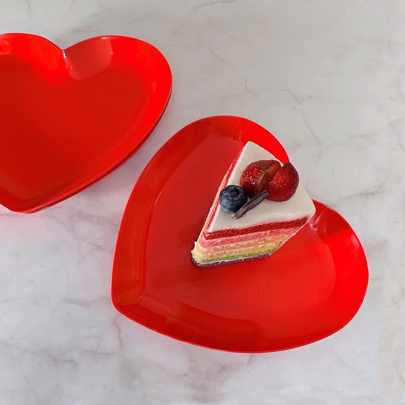 UP أطباق ميلامين على شكل قلب من UPware بتصميم يوم عيد الحب خالية من BPA وآمنة في غسالة الصحون للحلويات والمقبلات والوجبات الخفيفة حمراء 85 × 8 بوصة مجموعة من 4 - Image 5