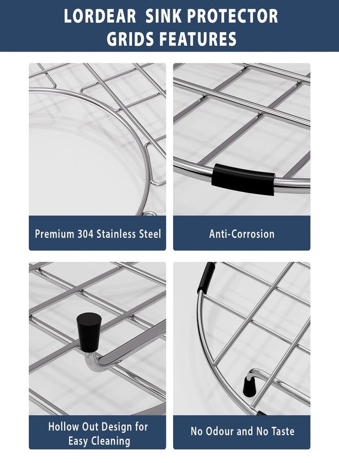 Lordear Sink Protectors for Kitchen Sinks, Universal Bottom Grid 24 x 12.6 Inch 304 Premium Stainless Steel Protector Grid Sink Grate Rack - Center Drain - Image 4
