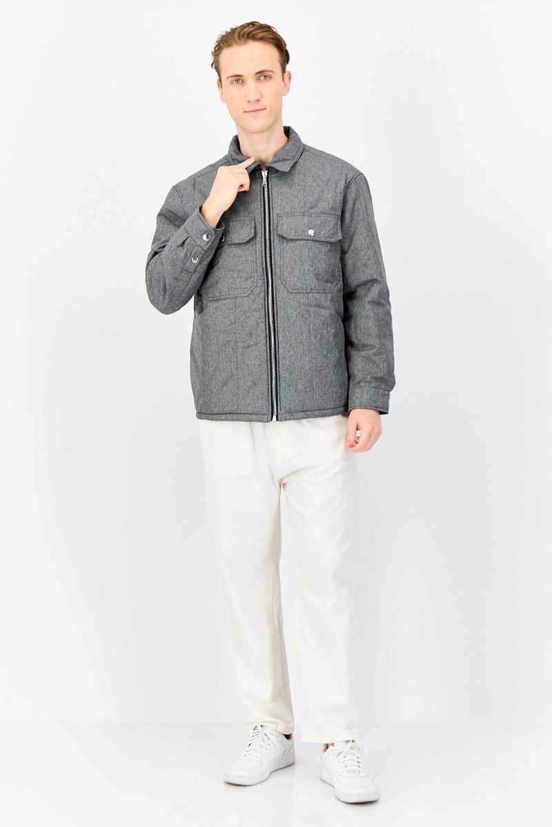 Celio Men Heather Long Sleeve Puffer Jacket, Grey - Image 2