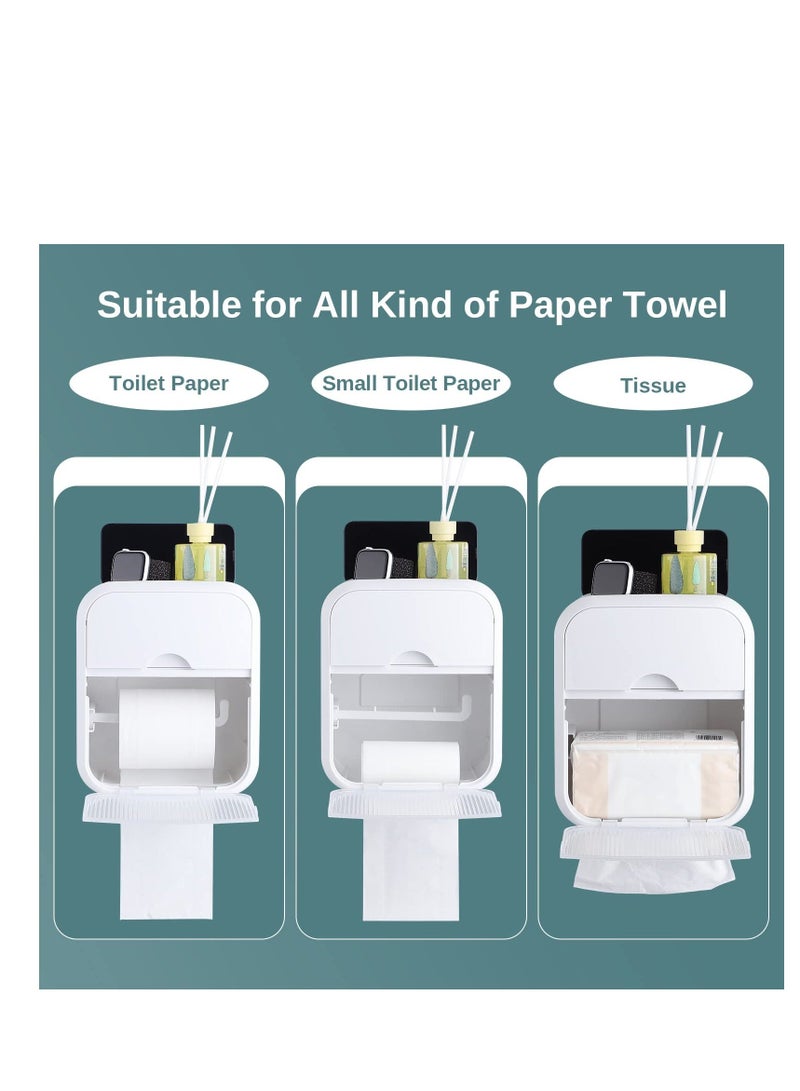 Wall Mounted Tissue Storage Box - Toilet Paper Box Dispenser with Phone Holder Organizer Drawer Bathroom Towel Period Trash Bag Home Accessories Multifunction Tissue Storage Box - Image 4