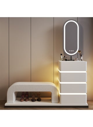 Dressing Table with LED Mirror & Shoe Changing Stool - pzsku/ZAEB74365E055A25F14DFZ/45/_/1727528931/7c4128fb-f1df-4695-9334-62bd3acca1de
