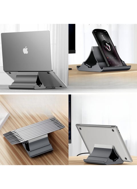 4in 1 Vertical Laptop Stand, Auto-Resize Gravity Locking Holder Dock Desk Organizers and Storage Compatible with MacBook Pro, iPad, Dell, Samsung (Up to 17''), Ergonomic Laptop Stand