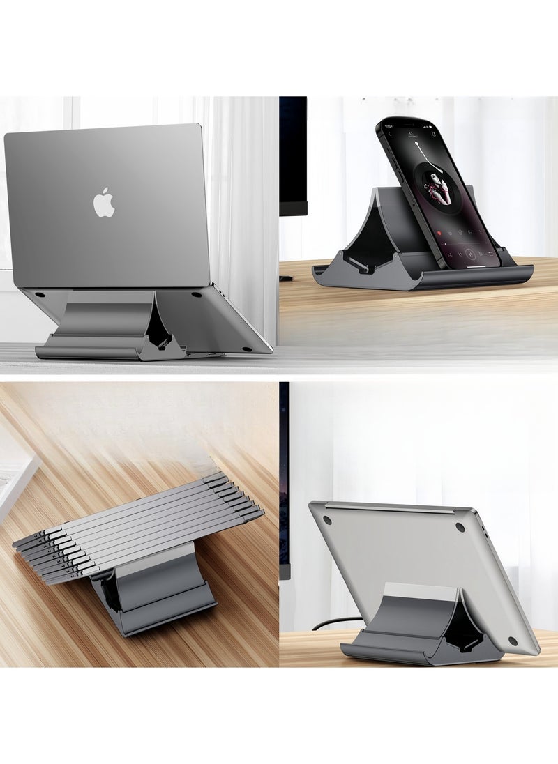 4in 1 Vertical Laptop Stand, Auto-Resize Gravity Locking Holder Dock Desk Organizers and Storage Compatible with MacBook Pro, iPad, Dell, Samsung (Up to 17''), Ergonomic Laptop Stand