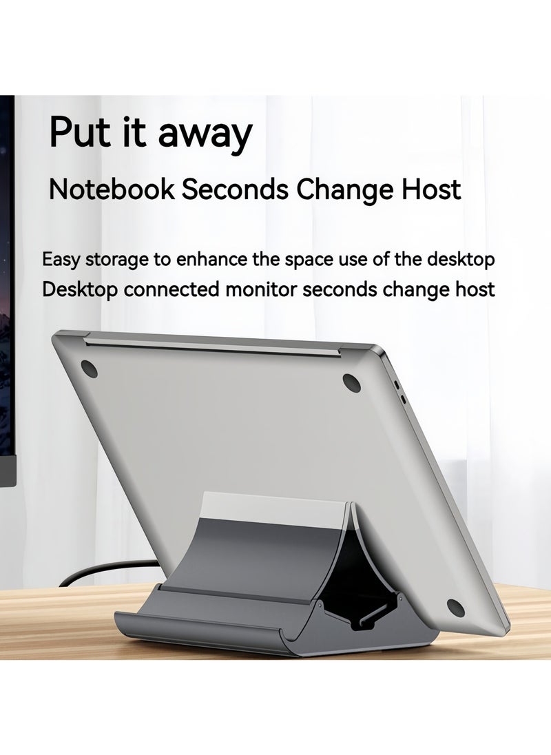 4in 1 Vertical Laptop Stand, Auto-Resize Gravity Locking Holder Dock Desk Organizers and Storage Compatible with MacBook Pro, iPad, Dell, Samsung (Up to 17''), Ergonomic Laptop Stand