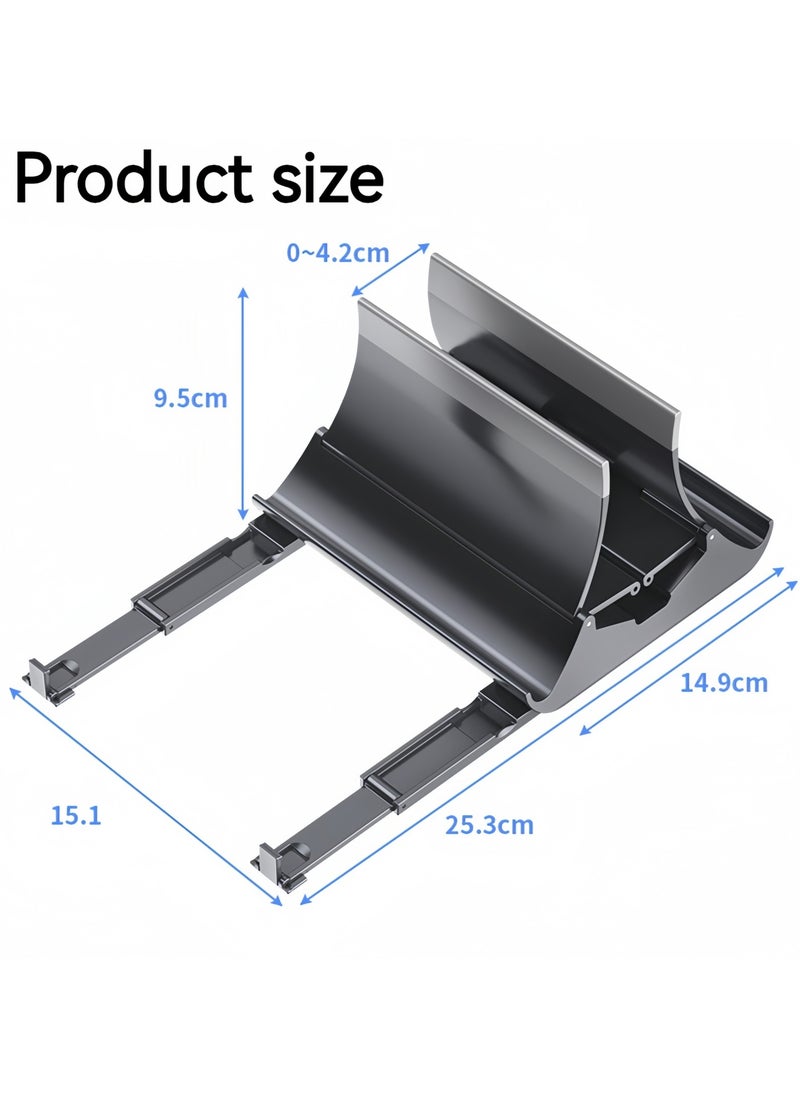 4in 1 Vertical Laptop Stand, Auto-Resize Gravity Locking Holder Dock Desk Organizers and Storage Compatible with MacBook Pro, iPad, Dell, Samsung (Up to 17''), Ergonomic Laptop Stand