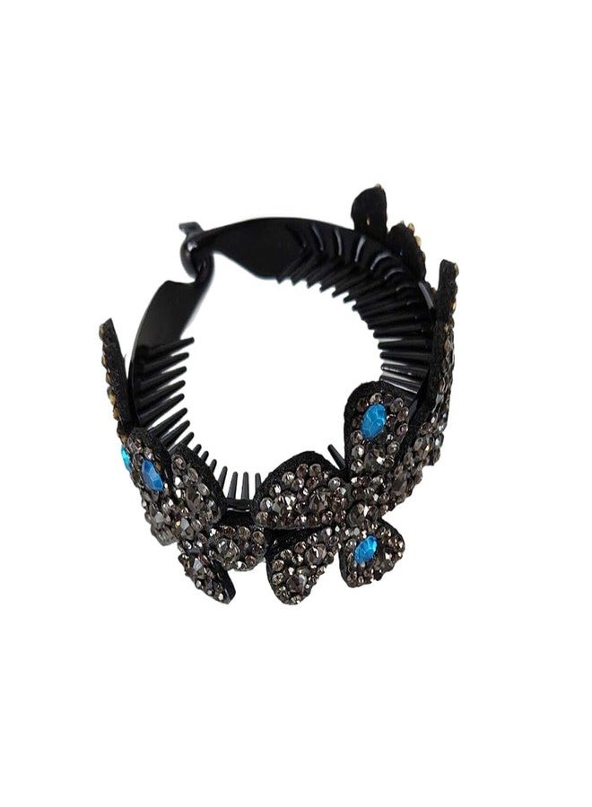 Jilukibo مشبك شعر على شكل كعكة مزين بالأحجار اللامعة على شكل زهرة للنساء هدية عيد الأم (أزرق) - Image 3