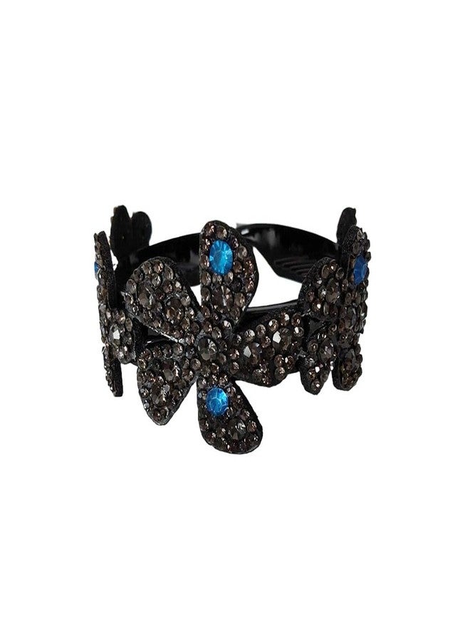 Jilukibo مشبك شعر على شكل كعكة مزين بالأحجار اللامعة على شكل زهرة للنساء هدية عيد الأم (أزرق) - Image 5