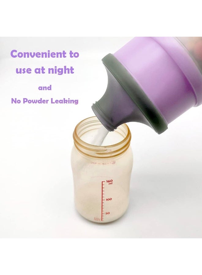 LADISO Baby Formula Dispenser, Portable Milk Powder Dispenser Container, Baby Feeding Travel Storage Container, Non-Spill Stackable Baby Snack Storage Container, BPA Free, 4 Compartments, 2 Packs - Image 4