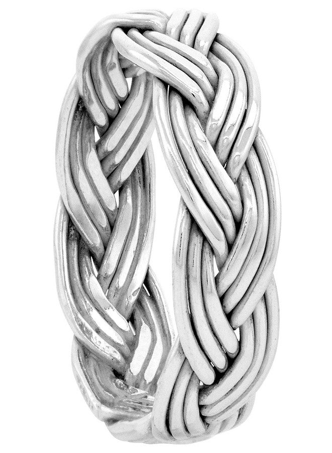 سابرينا سيلفر خاتم مصنوع يدويًا من الفضة الإسترلينية المضفرة، عرضه 3/8 بوصة، مقاس 10 - Image 3