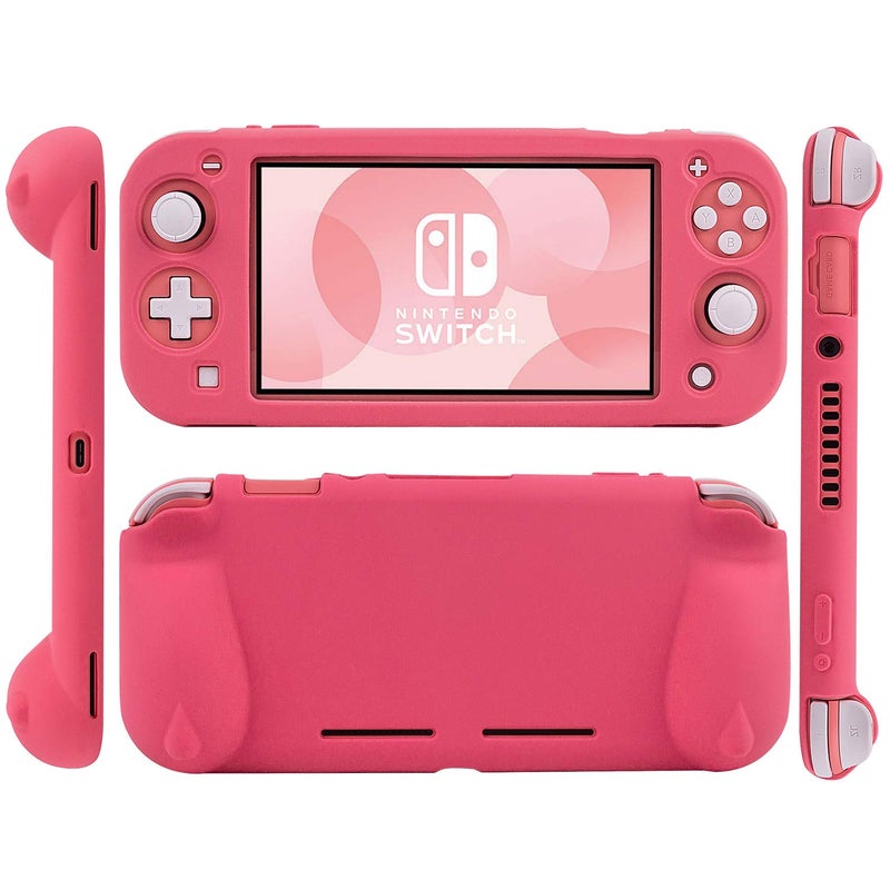 CHINFAI Silicone Protective Case for Nintendo Switch Lite, Soft Grip Case Cover with Comfort Ergonomic Handles for Nintendo Switch Lite 2019 [Self Stand][4 Thumb Stick Caps] (Silicone Grip-Pink) - Image 2