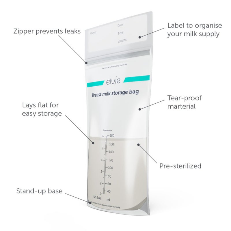 Elvie - Leak-Proof Breastmilk Storage Bags - Freeze and Warm Breast Milk - at Home or On The Go - Hygienic Double-Seal Zipper - Breastfeeding Essentials - 100 Count - Image 3