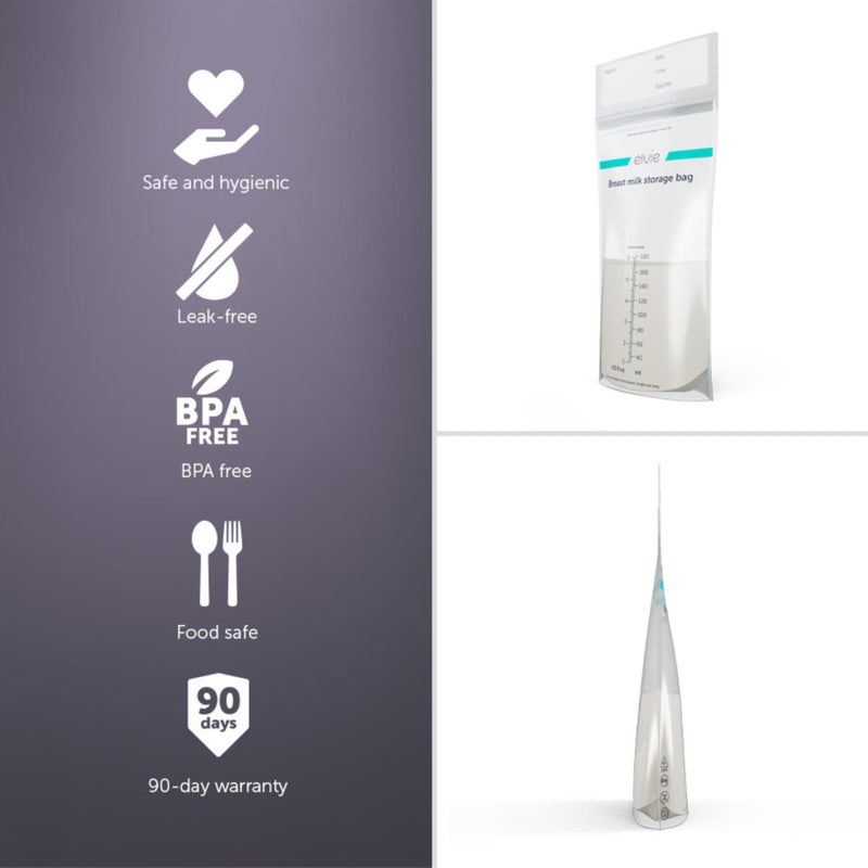 Elvie - Leak-Proof Breastmilk Storage Bags - Freeze and Warm Breast Milk - at Home or On The Go - Hygienic Double-Seal Zipper - Breastfeeding Essentials - 100 Count - Image 2