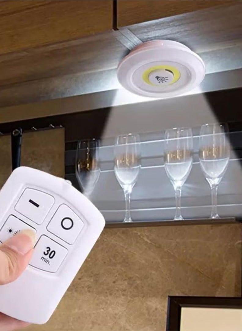 Raxoom 3-Piece Wireless Remote Controlled Under Cabinet LED Lights White 10x10x9centimeter  - Image 5