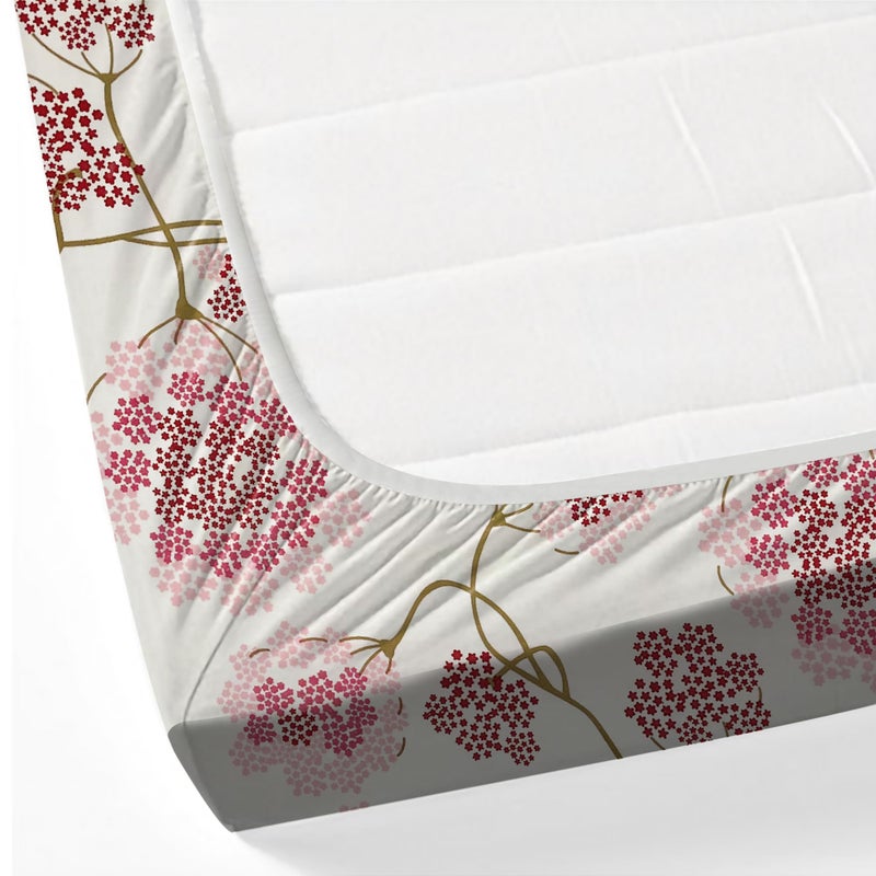 Swayam Sparkle Collection Basic Comfort Roto Cotton 144TC Floral Print King Fitted Bedsheet with 2 Pillow Covers - Pink - Image 4