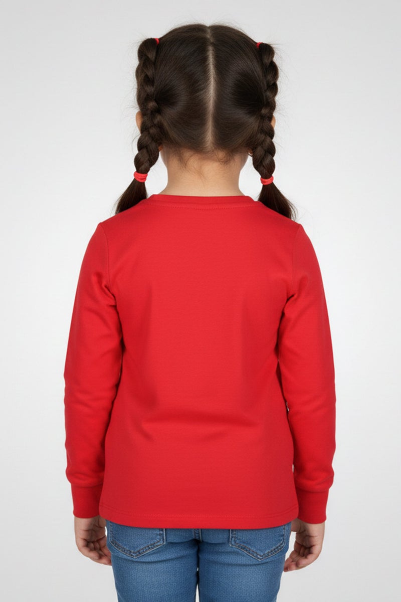 Hamleys Toddlers Girl Long Sleeve Graphic Print T-Shirt, Red - Image 2