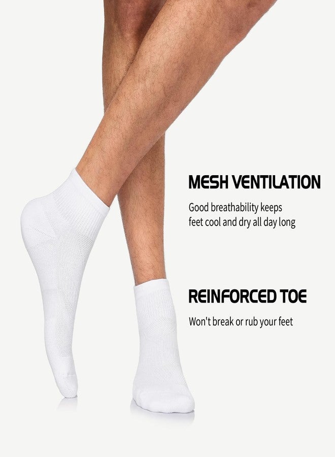 Lapulas 6 Pack Men's Ankle Socks Cotton Cushioned Athletic Running Socks for Women, White, S - Image 2