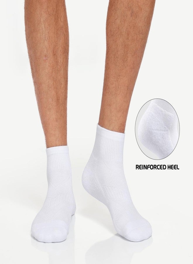 Lapulas 6 Pack Men's Ankle Socks Cotton Cushioned Athletic Running Socks for Women, White, S - Image 3