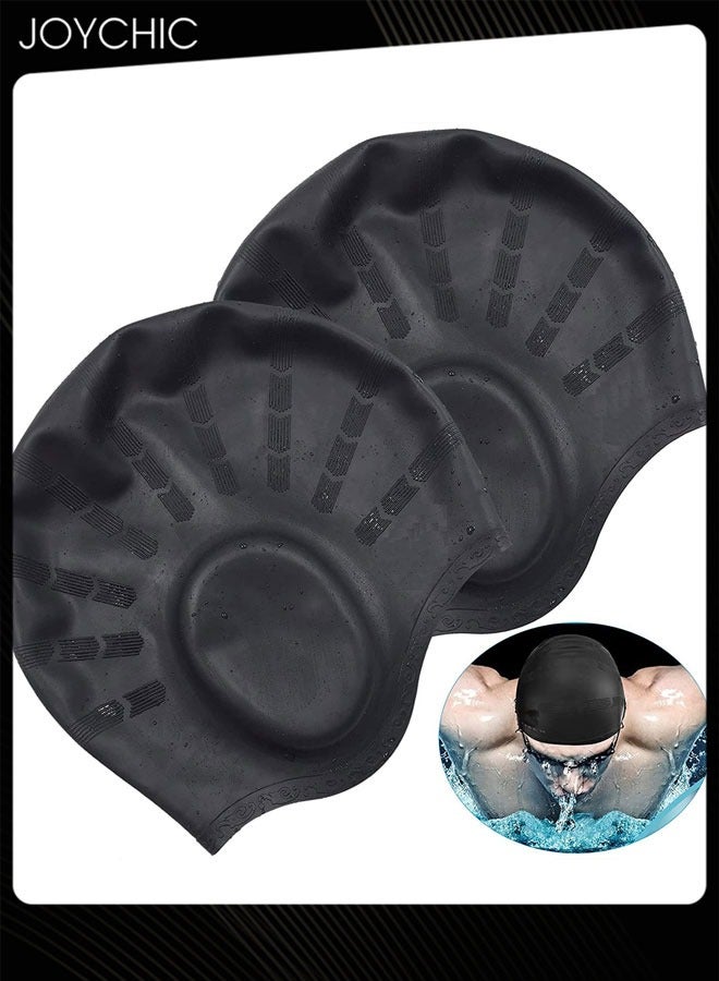 Joychic قبعات سباحة مرنة من السيليكون لحماية الأذن - 2 قطعة للنساء والرجال - Image 1
